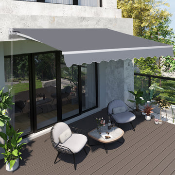 3 x 2.5m Manual Awning Canopy Sun Shade Shelter Retractable for Garden Grey