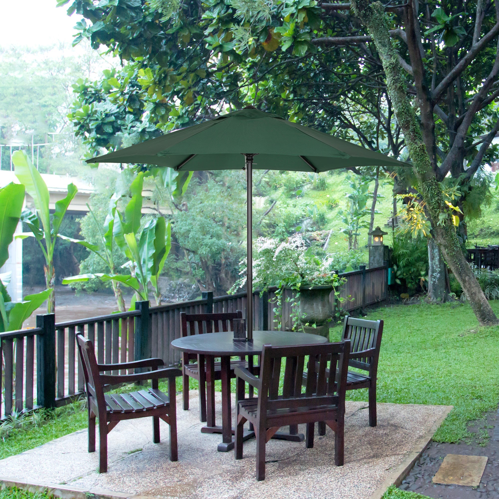 2m Garden Parasol Umbrella, Outdoor Sun Shade with 6 Sturdy Ribs for Balcony, Bench, Garden, Green