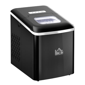 Portable Ice Maker Countertop, Bullet Ice Cube Machine, 9 Ice Cubes per 8 Minutes, Automatic Cleaning, Visible Window Scoop and Basket for Kitchen, Office, Bar, Black