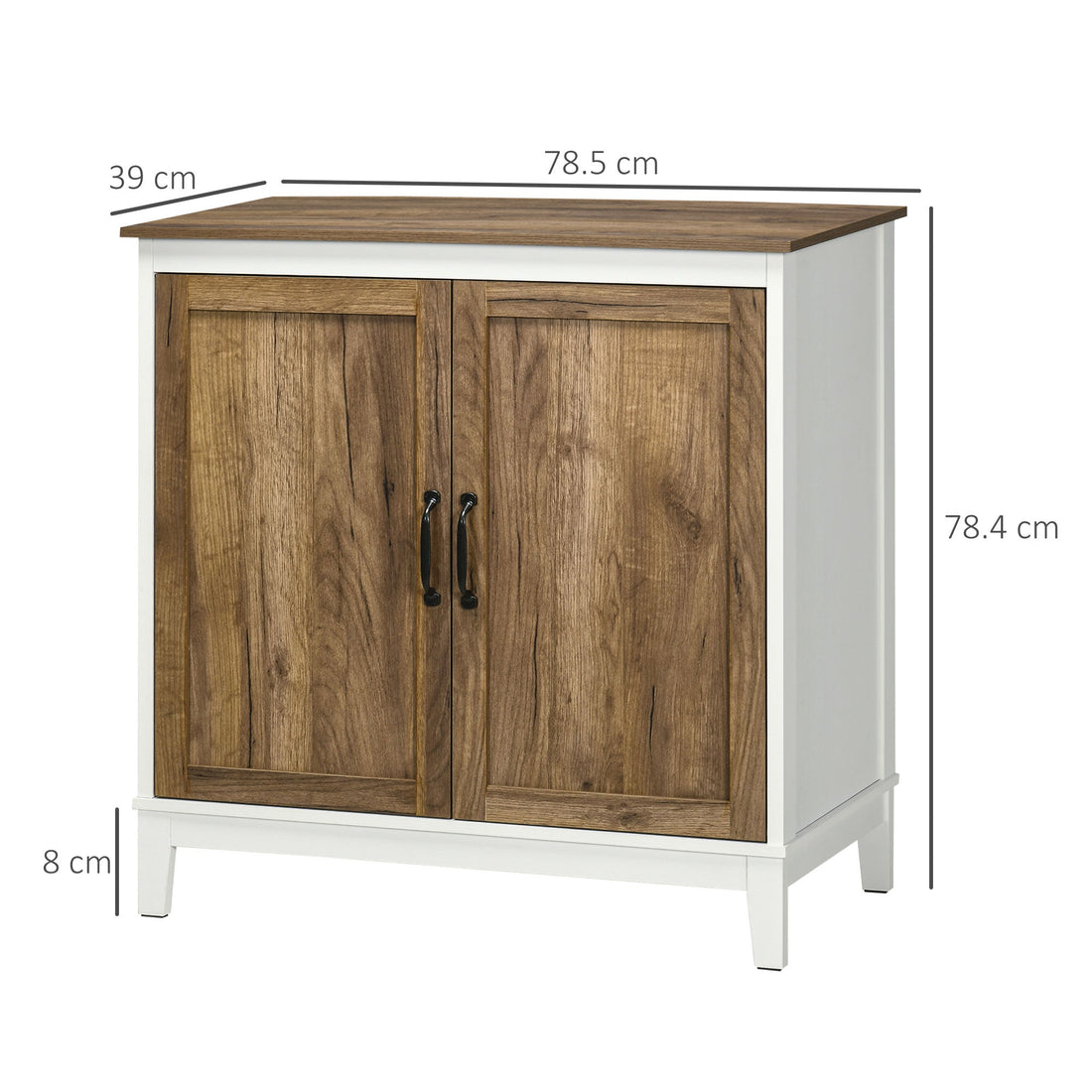 Farmhouse Storage Cabinet, Sideboard Storage Cupboard with Double Doors and Shelves for Kitchen, Bedroom, Living room, Distressed Wood Grain