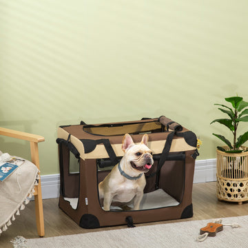 70cm Foldable Pet Carrier, with Cushion, for Small Dogs and Cats - Brown