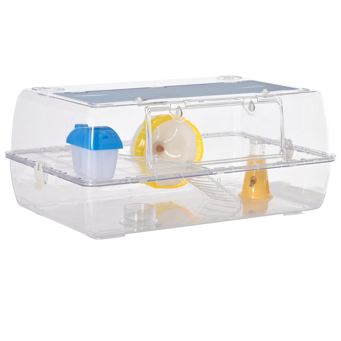 Hamster Cage, 2 Tier Gerbil Cage with Running Wheel, Water Bottle, Dish