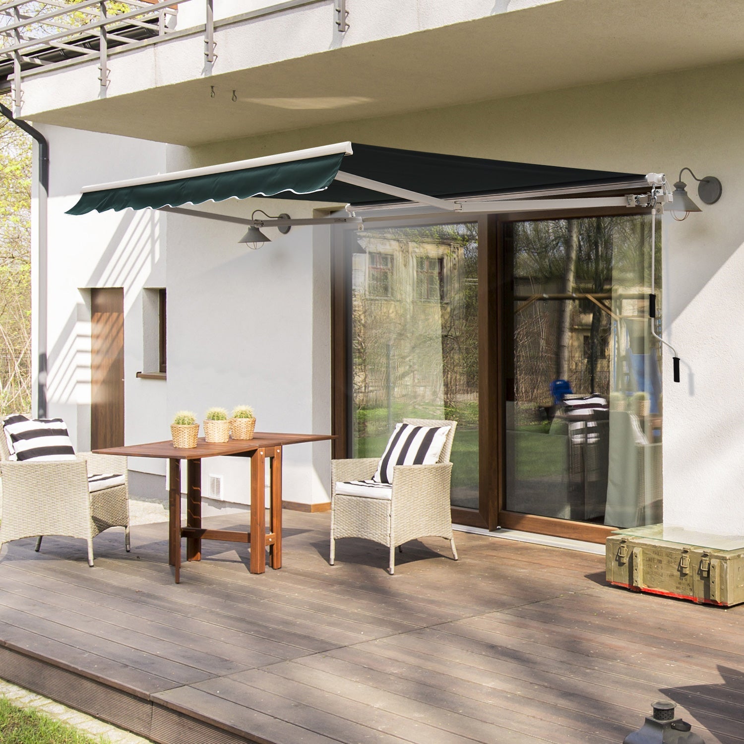 Manual Retractable Awning, 2.5x2 m-Dark Green