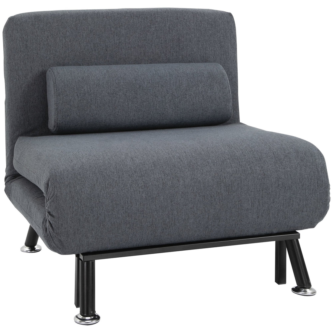 Linen Chair Bed, 3-in-1 Convertible Sleeper Chair with Adjustable Backrest, Pillow, for Living Room, Bedroom, Dark Grey