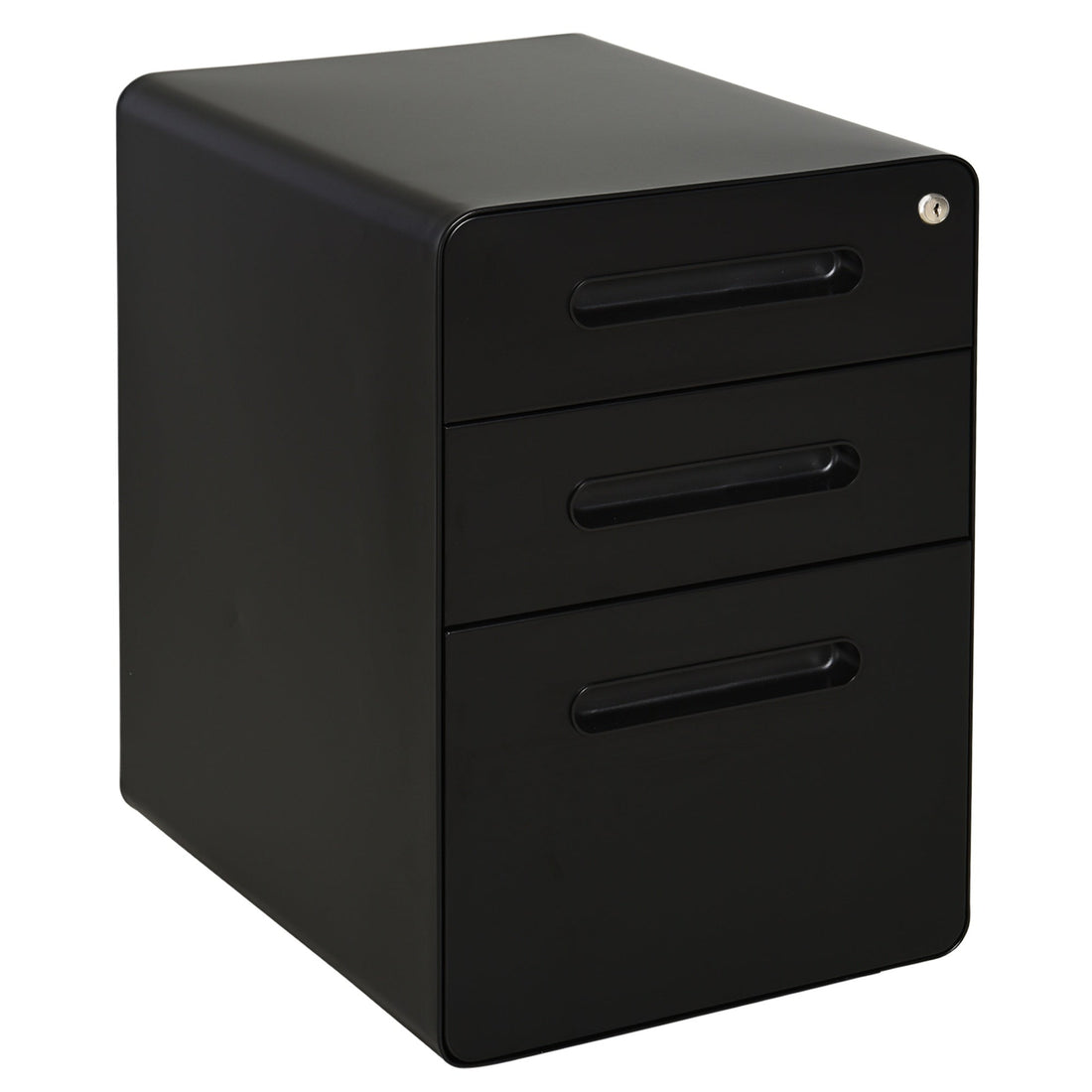 Lockable File Cabinet with 3 Drawers, Vertical Office Drawer for A4, Letter, Legal Size, Anti-tilt Design, Pre-Assembled Body, Black