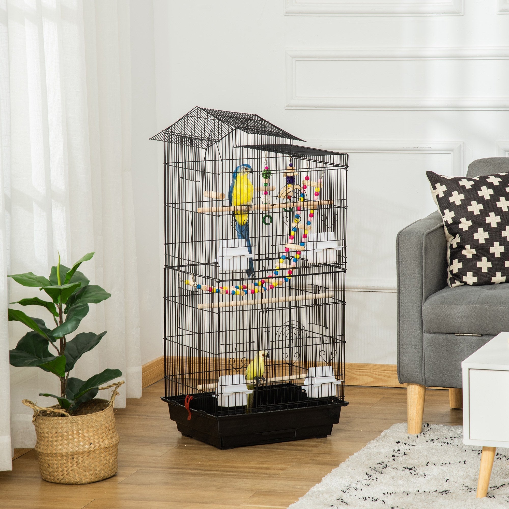 Bird Cage for Budgies, Finches, Canaries w/ Accessories, Toys, Tray
