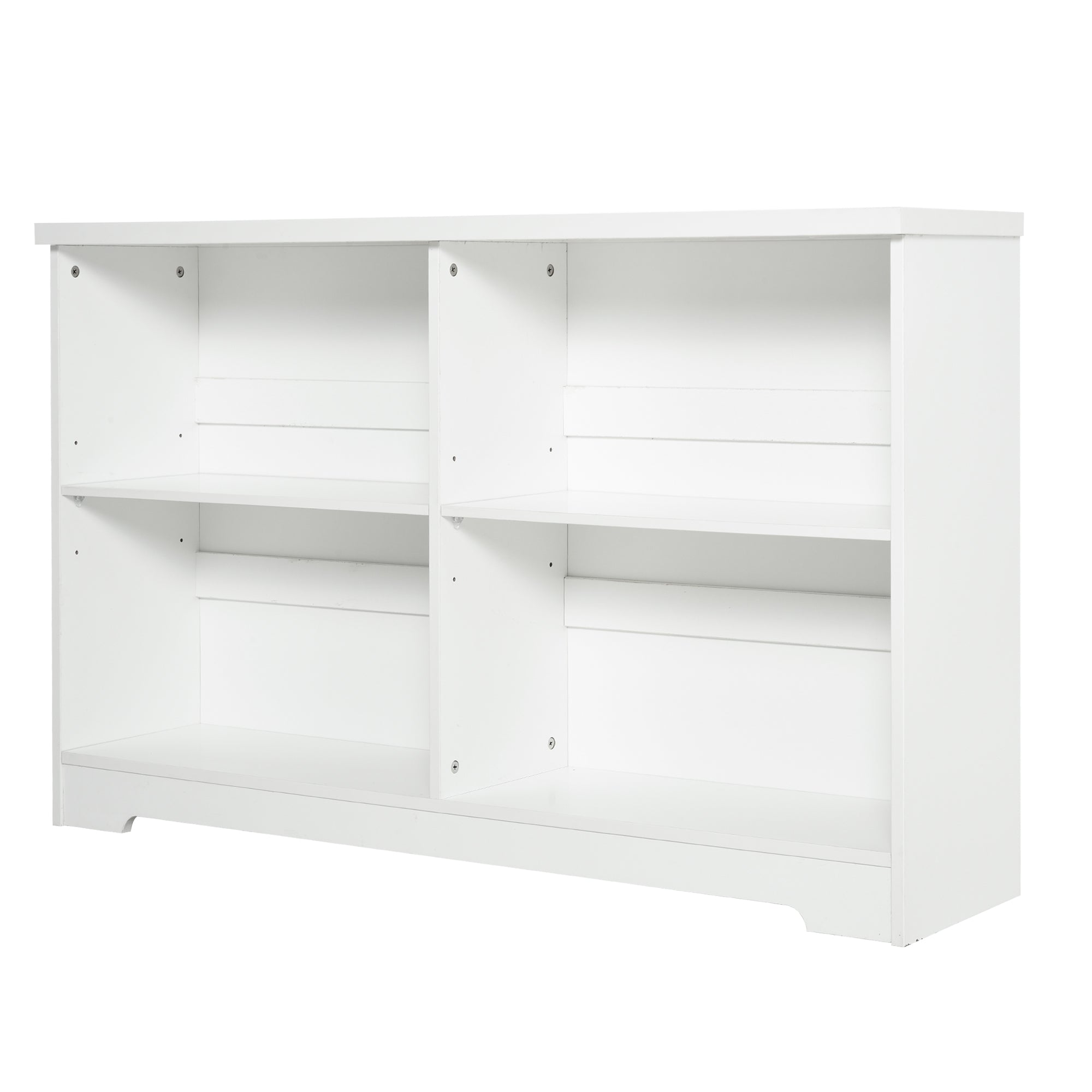 Wooden Cube Bookcase, 2 Tier Open Storage Shelving Unit with 4 Compartments, Freestanding Display Bookshelf for Home Office Living Room Furniture, 118 x 29 x 76cm, White