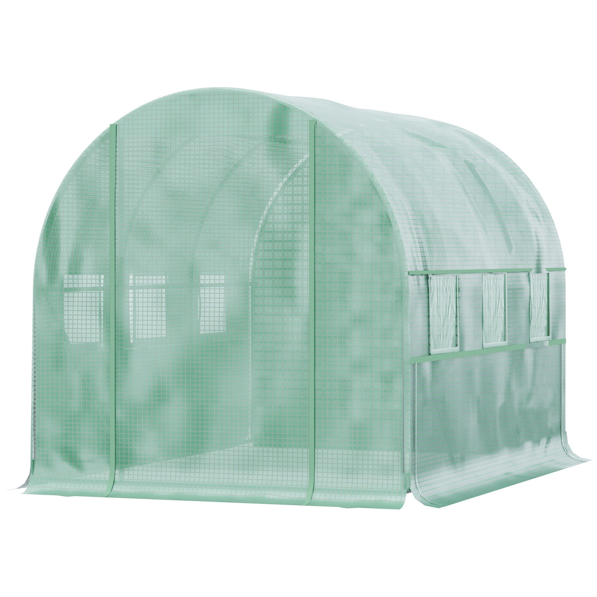 Walk-in Polytunnel Greenhouse Green House with Roll-up Sidewalls, UV-resistant PE Cover, 3 x 2 x 2m, Green
