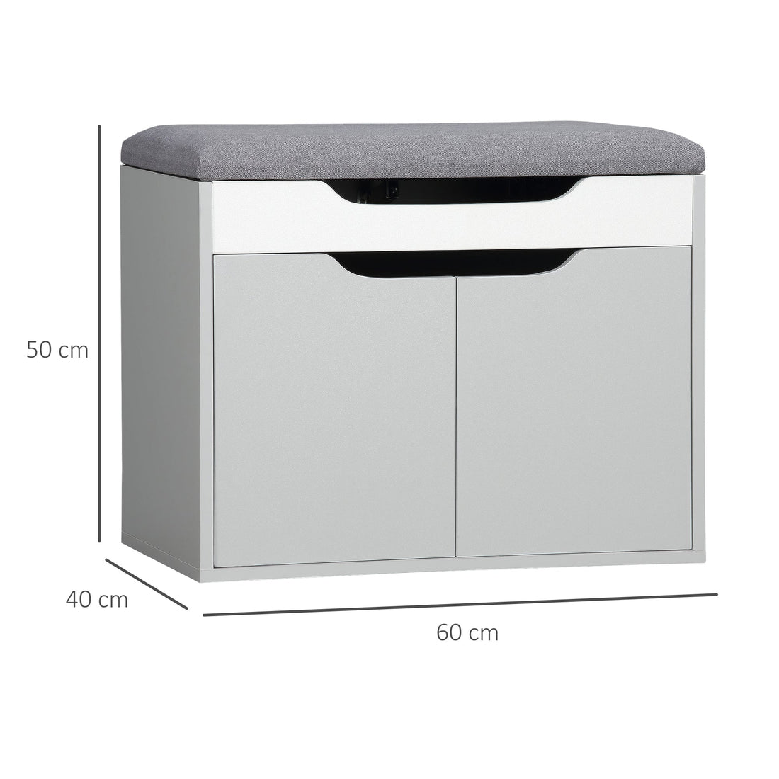 Shoe Bench with Cushion, Modern Storage Bench with Padded Seat, 2-tier Cabinet, Hidden Storage, Adjustable Shelf for Living Room and Entryway, Light Grey
