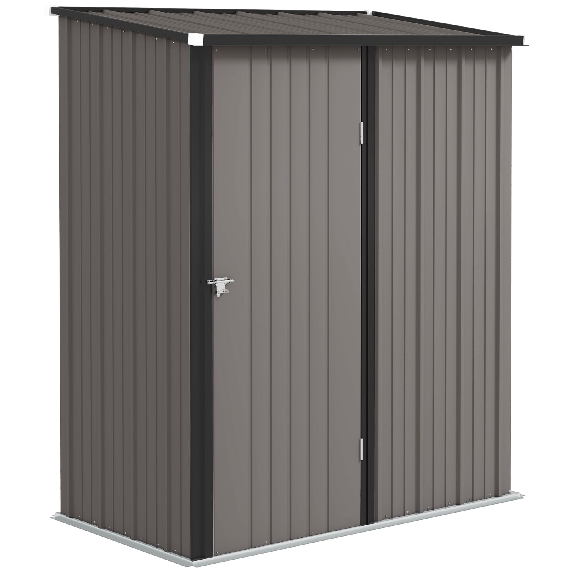 5.3 x 3.1ft Corrugated Steel Garden Shed - Light Grey