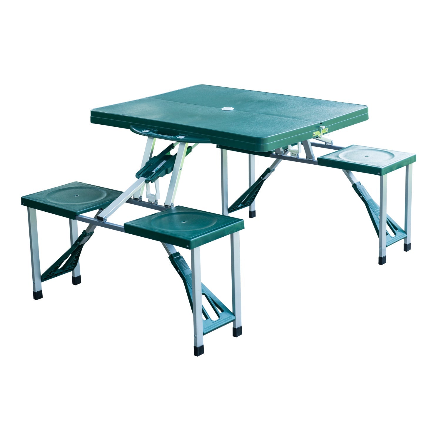 ABS Aluminum Portable Picnic Table Bench Set Green