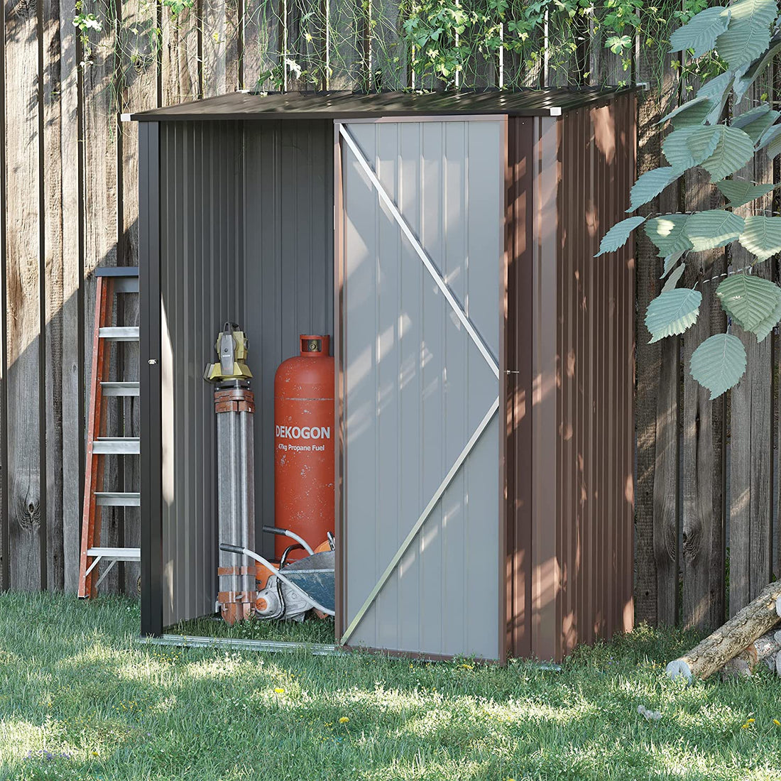 5.3 x 3.1ft Corrugated Steel Garden Shed - Brown