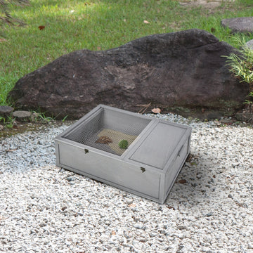 94 cm Wooden Tortoise House Turtle Habitat Small Reptile Cage Enclosure with Two Room Grey