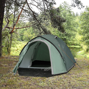 Dome Tent for 3-4 Person Family Tent with Large Windows Waterproof Green