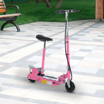 120W Foldable Powered Scooters with 24V Rechargeable Battery, Adjustable Ride on Toy (Pink)