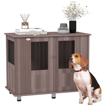 Dog Crate Table for Medium and Large Dogs with Magnetic Door for Indoor Use, 95 x 55 x 75 cm, Purple