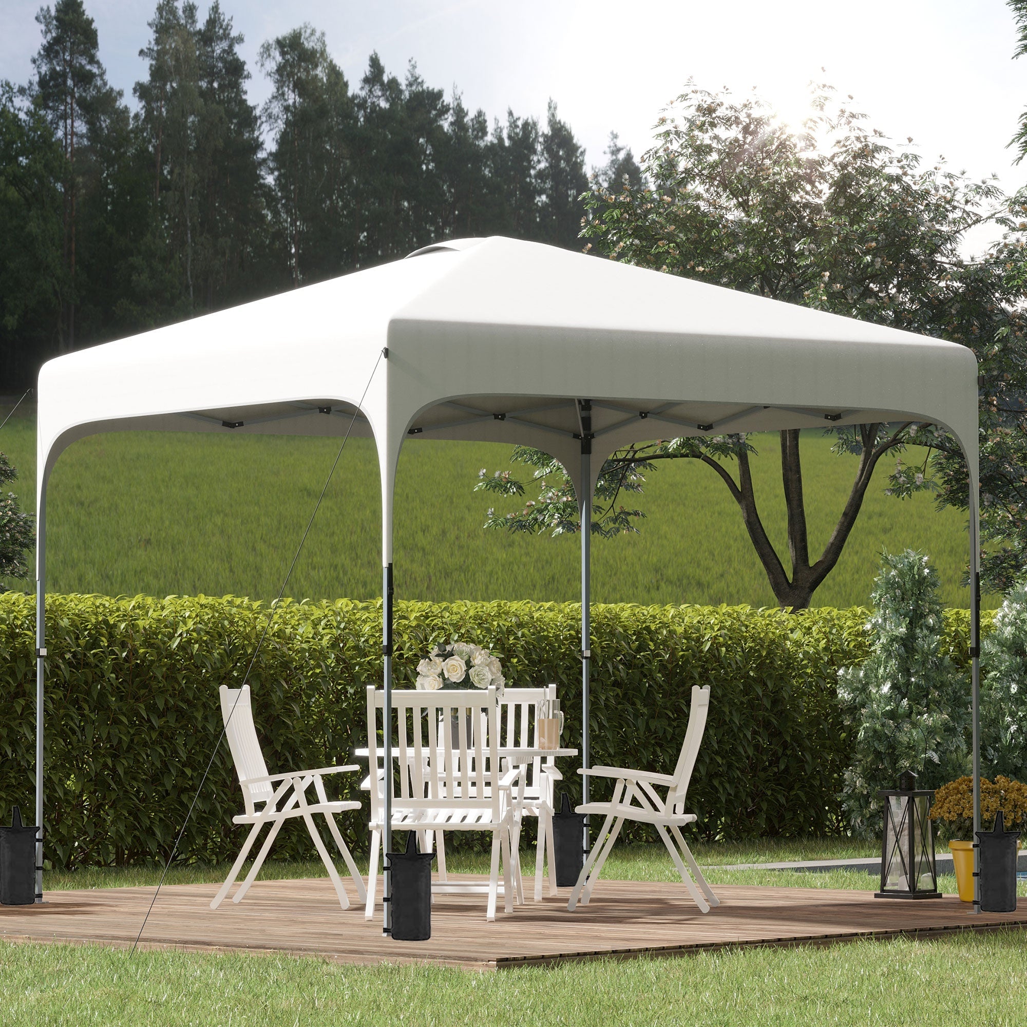 3 x 3(M) Pop Up Gazebo, UPF 50+ Foldable Canopy Tent with Wheeled Carrybag, 4 Leg Weight Bags, Height Adjustable Marquee Shelter 1 person easy setup for Outdoor Garden Patio Party, White