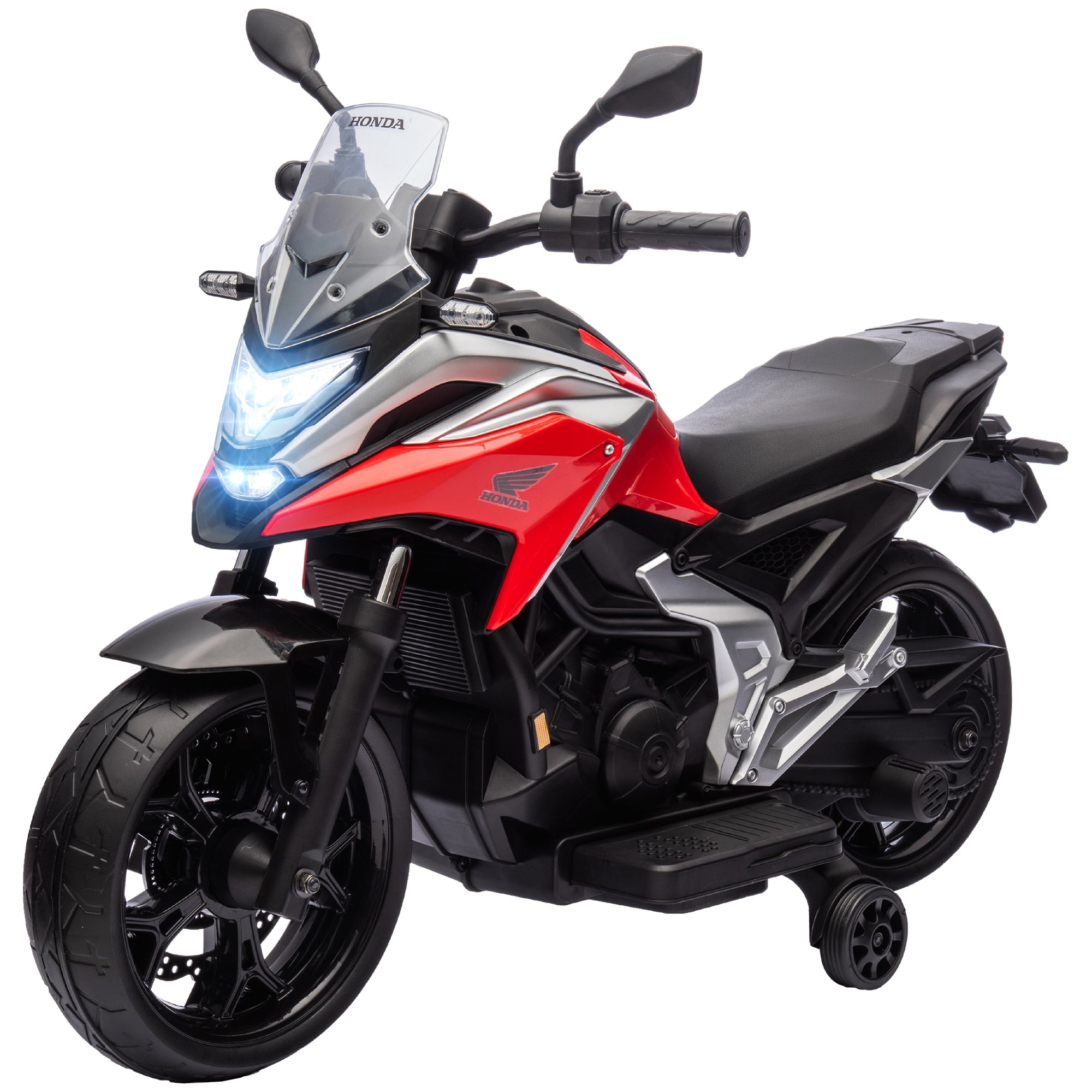 12V Honda Licensed Kids Electric Motorbike w/ Music, Headlights, Early Education Function, for Ages 3-6 Years, Red