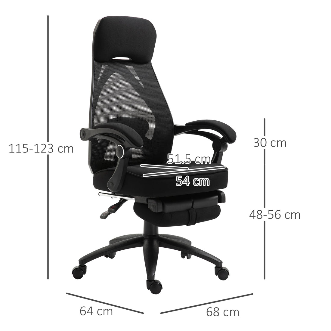 Office Chair with Footrest,High Back Swivel Desk Chair with Adjustable Height and Headrest for Home Office, Black
