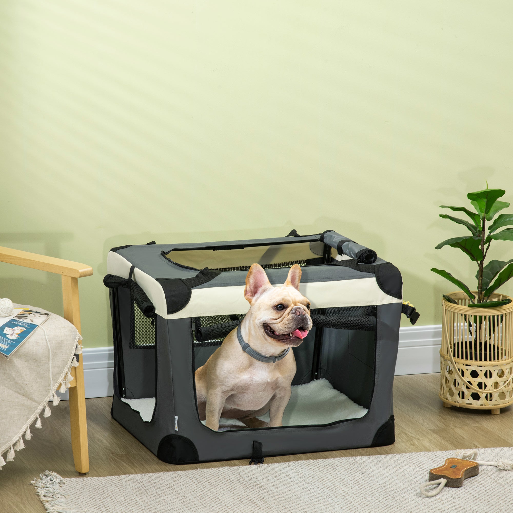 70cm Foldable Pet Carrier, with Cushion, for Small Dogs and Cats - Grey