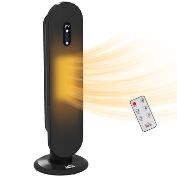 45° Oscillating Ceramic Space Heater, with Remote - Black