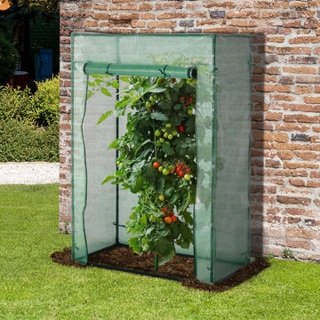 Tomato Greenhouse with Roll-up Door, Mini Greenhouse with PE Cover, Outdoor Grow House Small Green House for Yard, Balcony, Garden, 100 x 50 x 150cm, Green
