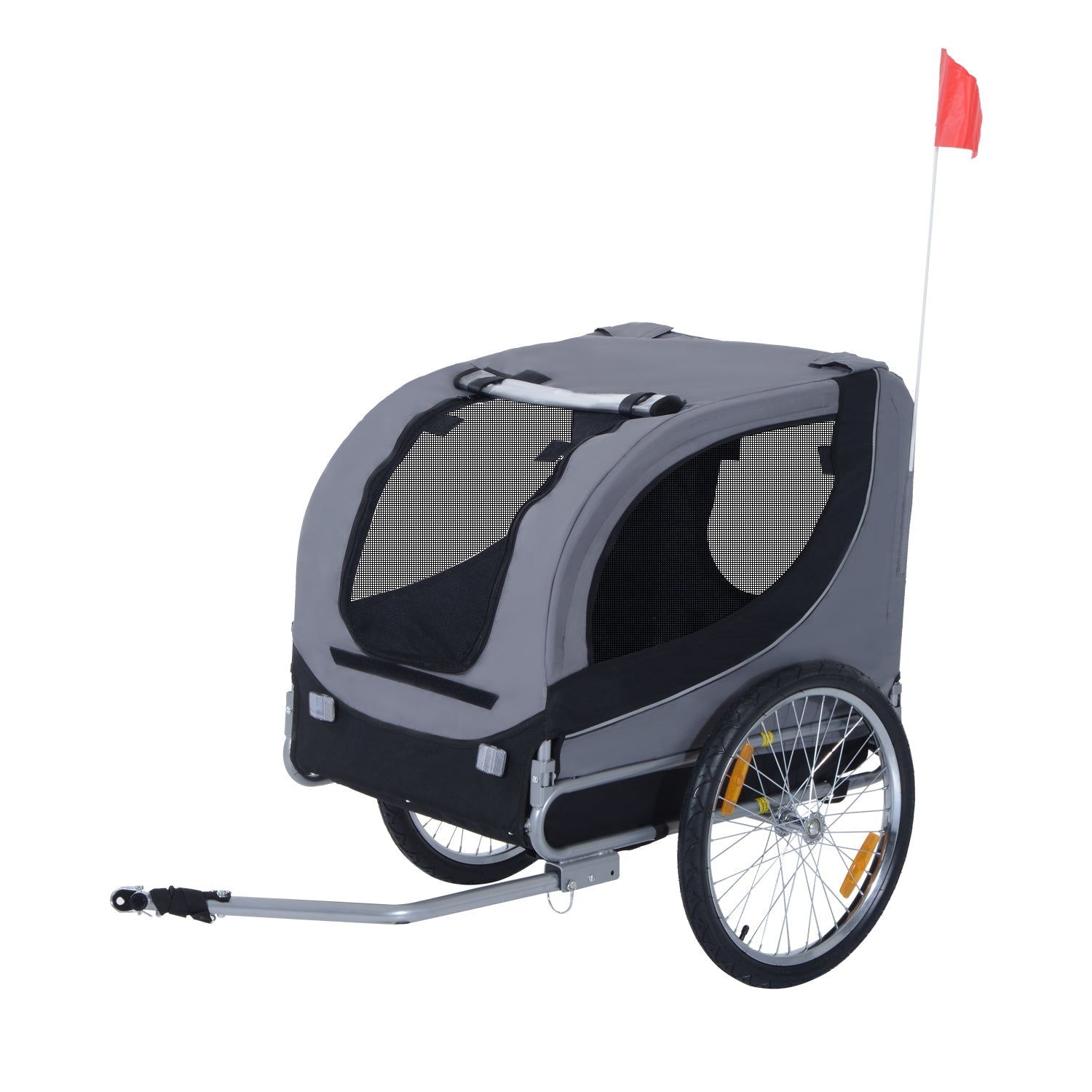 Steel Dog Bike Trailer Pet Cart Carrier for Bicycle Kit Water Resistant with Hitch Coupler Travel Grey and Black