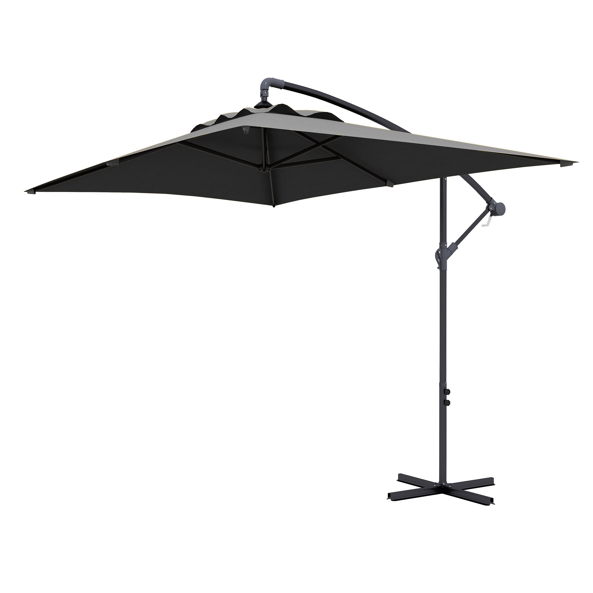 3(m) Cantilever Overhanging Parasol, with Cross Base - Grey