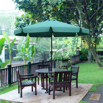 2.7m Patio Parasol Garden Umbrellas Outdoor Sun Shade Table Umbrella with Tilt, Crank, 8 Ribs, Ruffles, Green