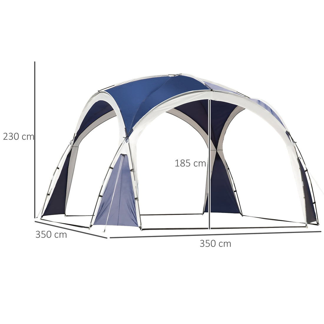 3.5 x 3.5M 6-8 Person Camping Gazebo, Outdoor Event Shelter Dome Tent Garden Sun Shelter Patio Spire Arc Pavilion Camp Sun Shade, Blue and Grey