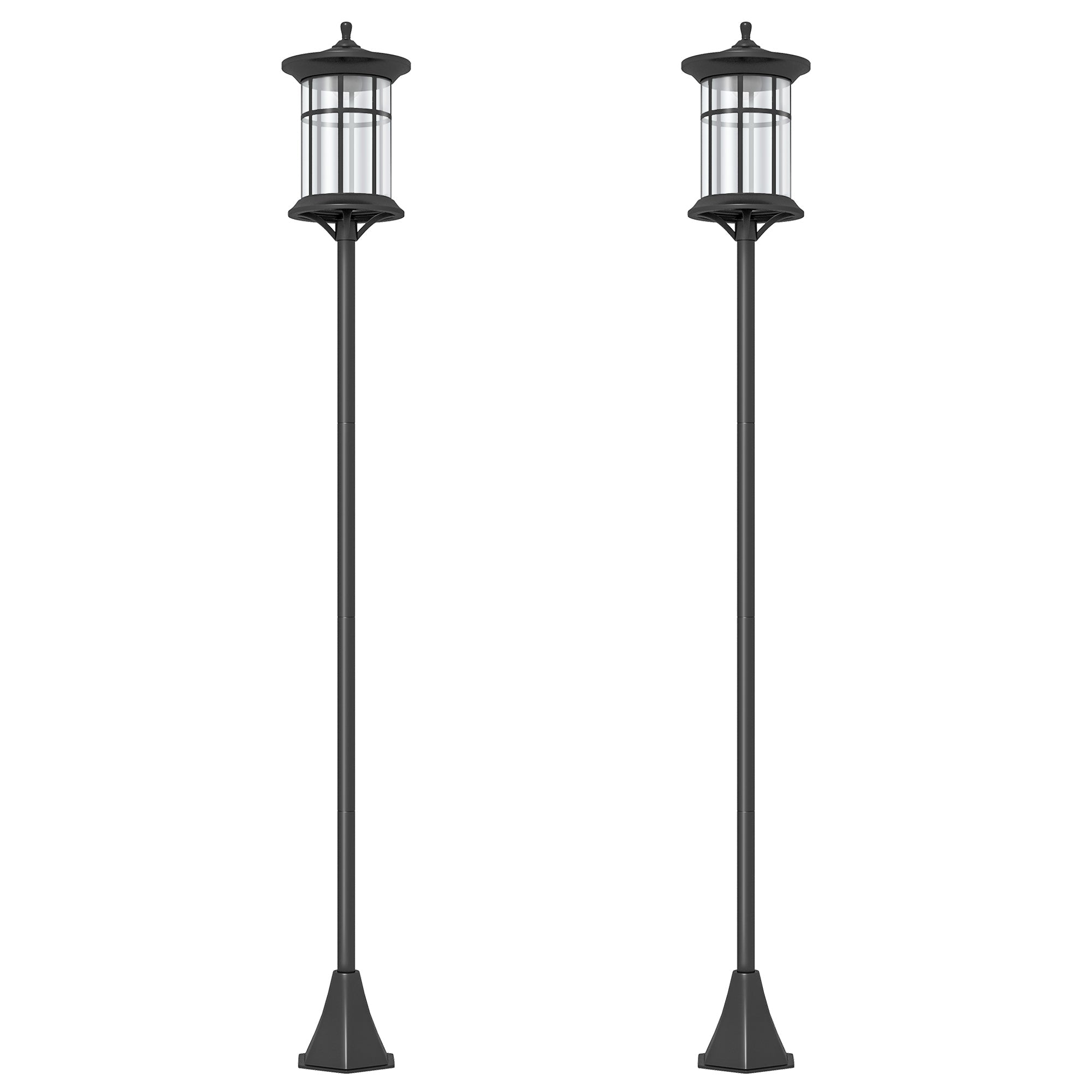 Set of Two 1.8m Traditional Style Solar Lamp Posts - Black