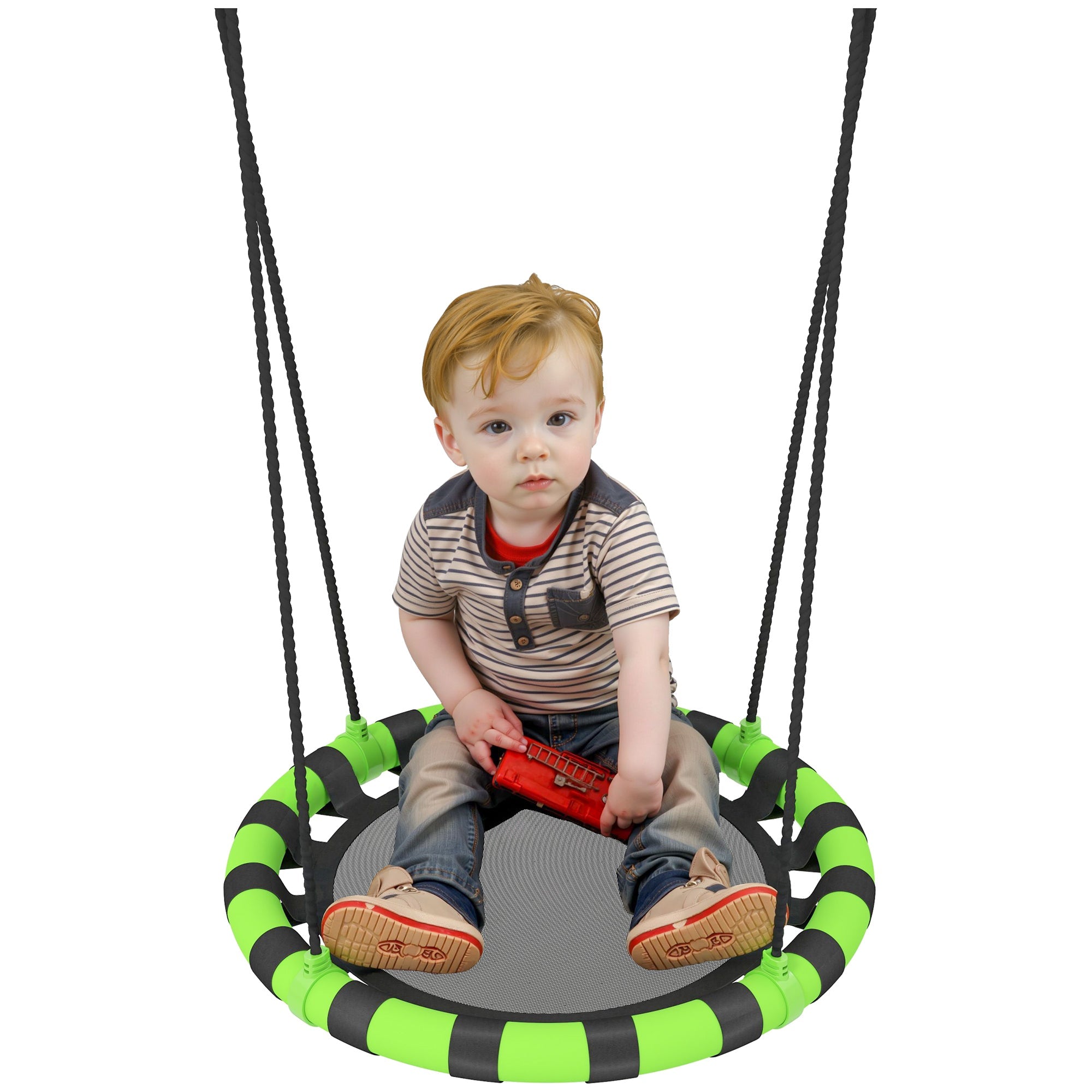 60 cm Diameter Kid Nest Swing Seat with Height Adjustable Ropes for Outdoor Indoor, Black