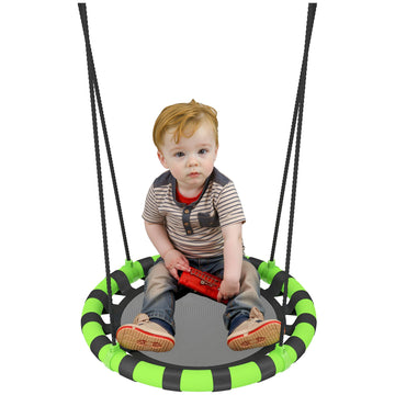 60 cm Diameter Kid Nest Swing Seat with Height Adjustable Ropes for Outdoor Indoor, Black