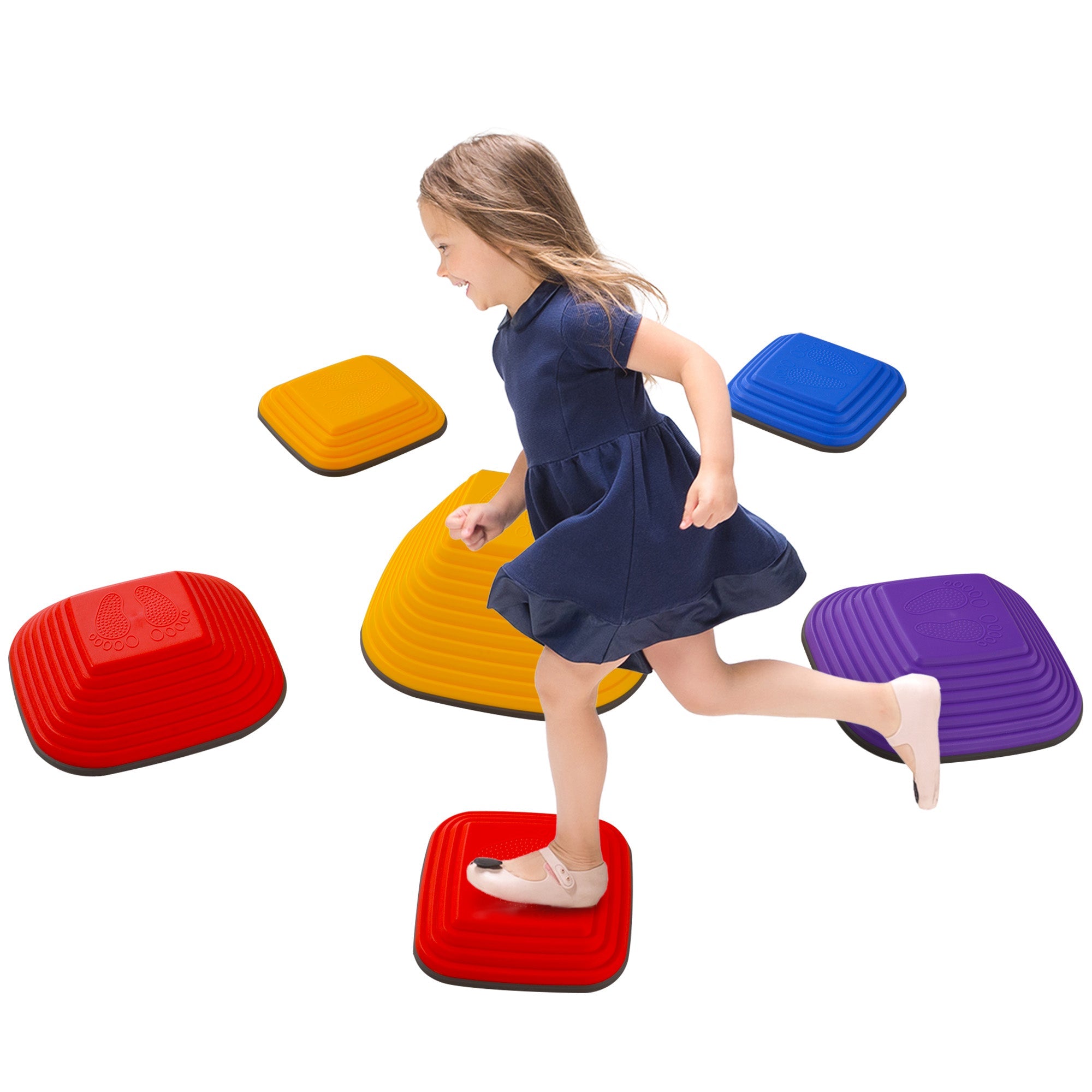 Balance Stepping Stones for Kids, 6-Piece Non-Slip Stackable River Stones, Obstacle Courses for Balance and Motor Skill