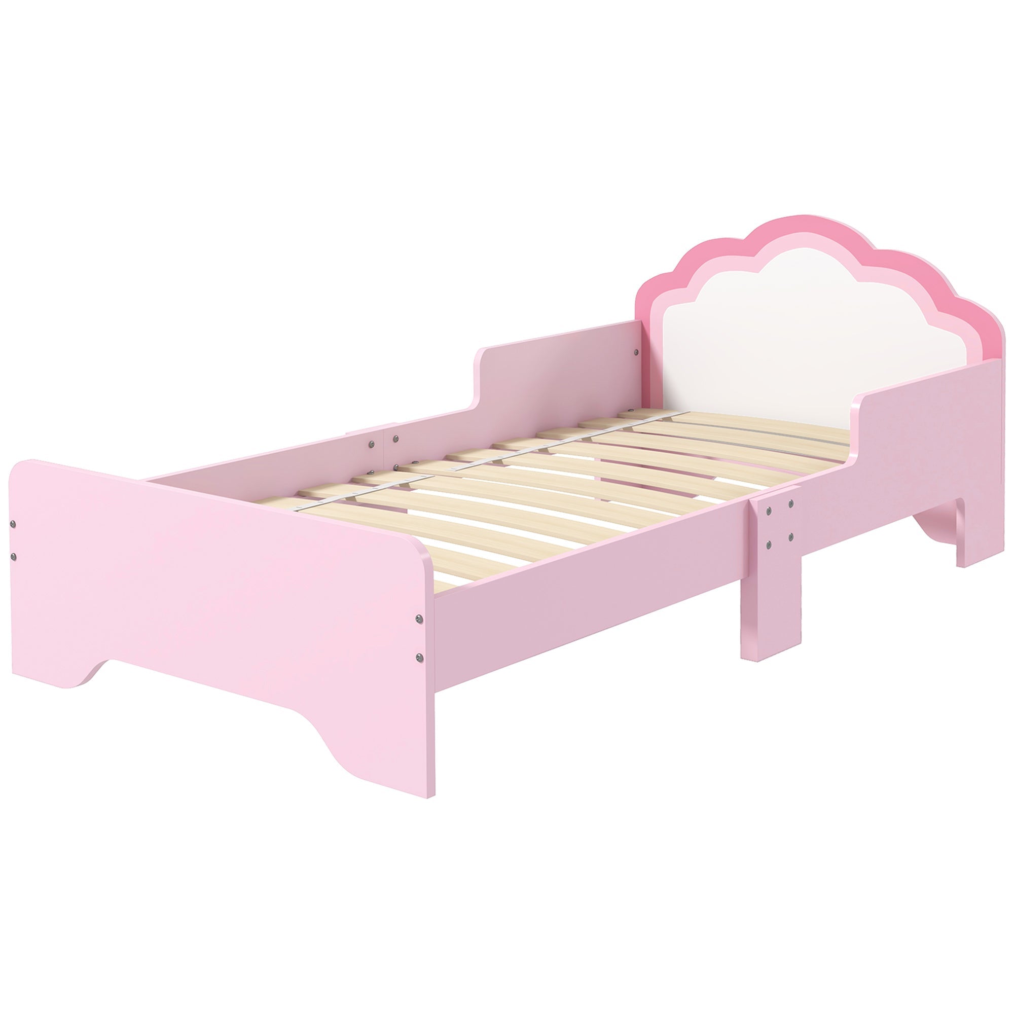 Toddler Bed Frame, Princess Bed for Kids, Cloud-Design, 143 x 74 x 55cm - Pink