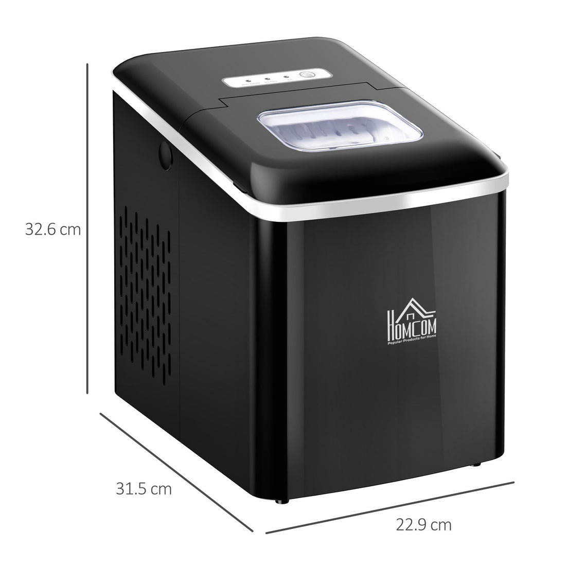 Portable Ice Maker Countertop, Bullet Ice Cube Machine, 9 Ice Cubes per 8 Minutes, Automatic Cleaning, Visible Window Scoop and Basket for Kitchen, Office, Bar, Black