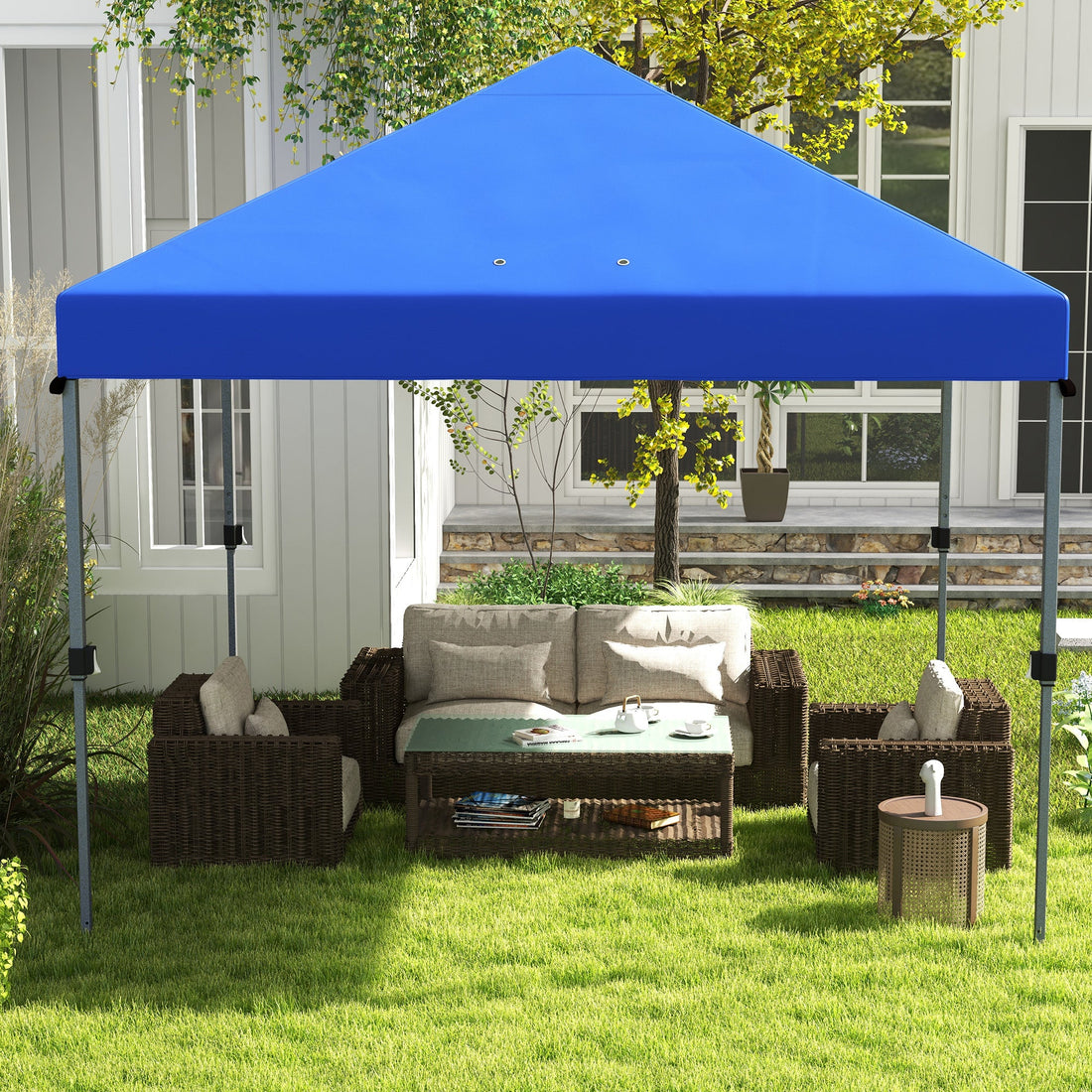 3 x 3m Pop-Up Gazebo, with Accessories - Blue