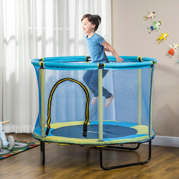 55" Kids Trampoline, Bungee Gym, with Safety Net, for Ages 3-10 Years - Blue