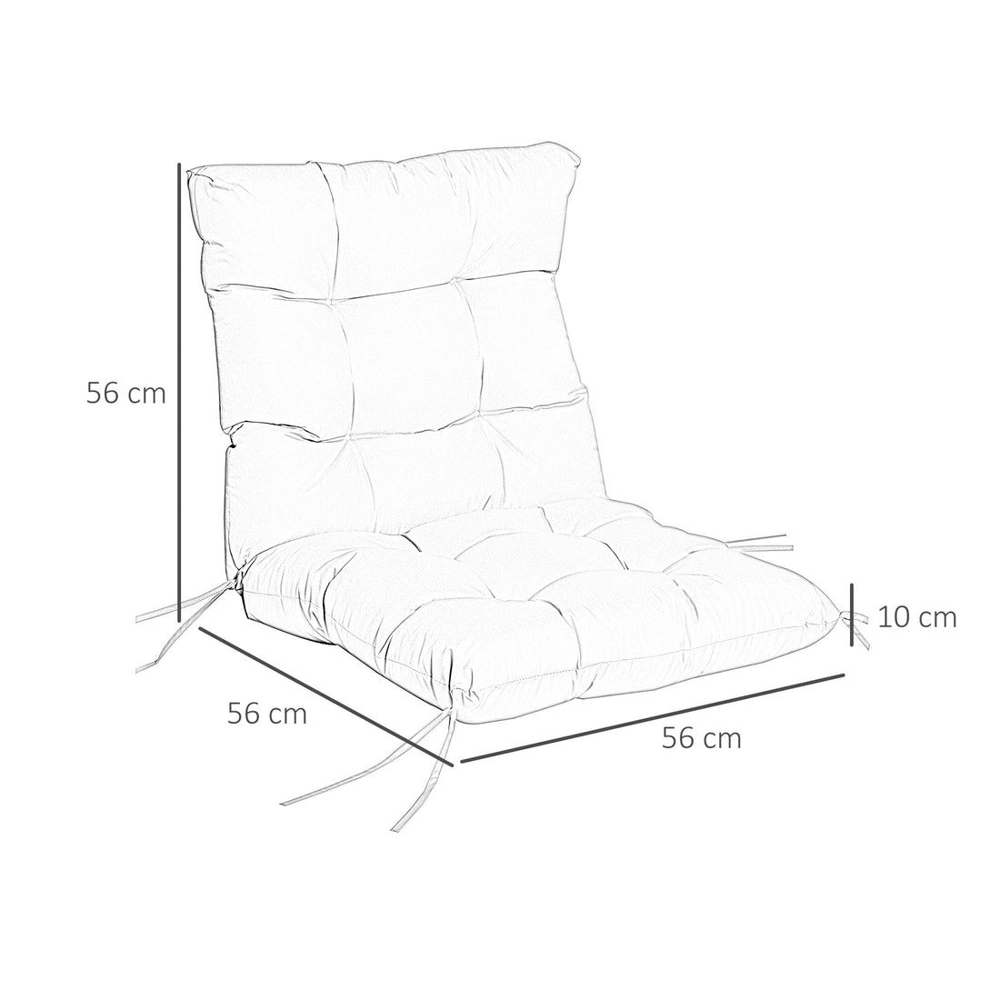 Garden Back Chair Cushion, Comfortable Patio Seat Cushion Pad with Backrest for Outdoor & Indoor Use, Light Grey