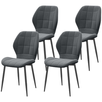 Set of Four Flannel Relaxed Tub Dining Chairs - Dark Grey