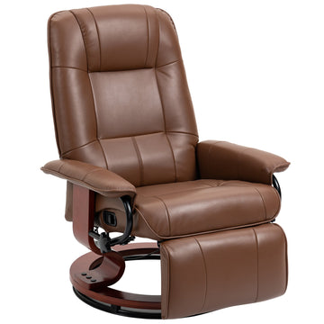 Faux Leather Armchair, with 145° Reclining Back and Footrest - Brown