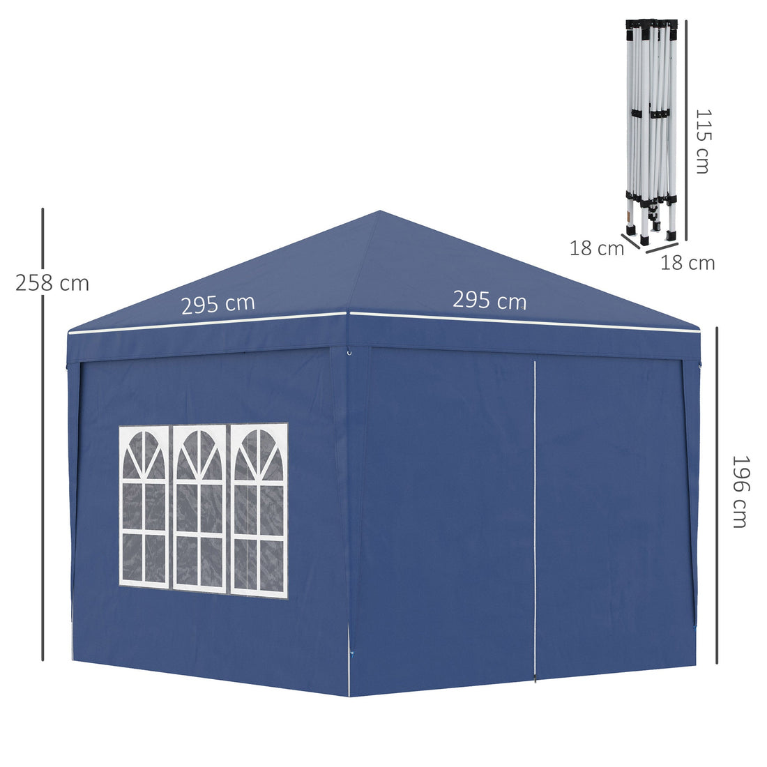 3 x 3(m) Pop Up Gazebo, Water and UV Resistant Party Tent Camping Canopy Marquee with Carry Bag, Blue