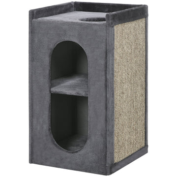 81cm Cat Scratching Barrel, with Two Cat Houses for Indoor Cats, Grey
