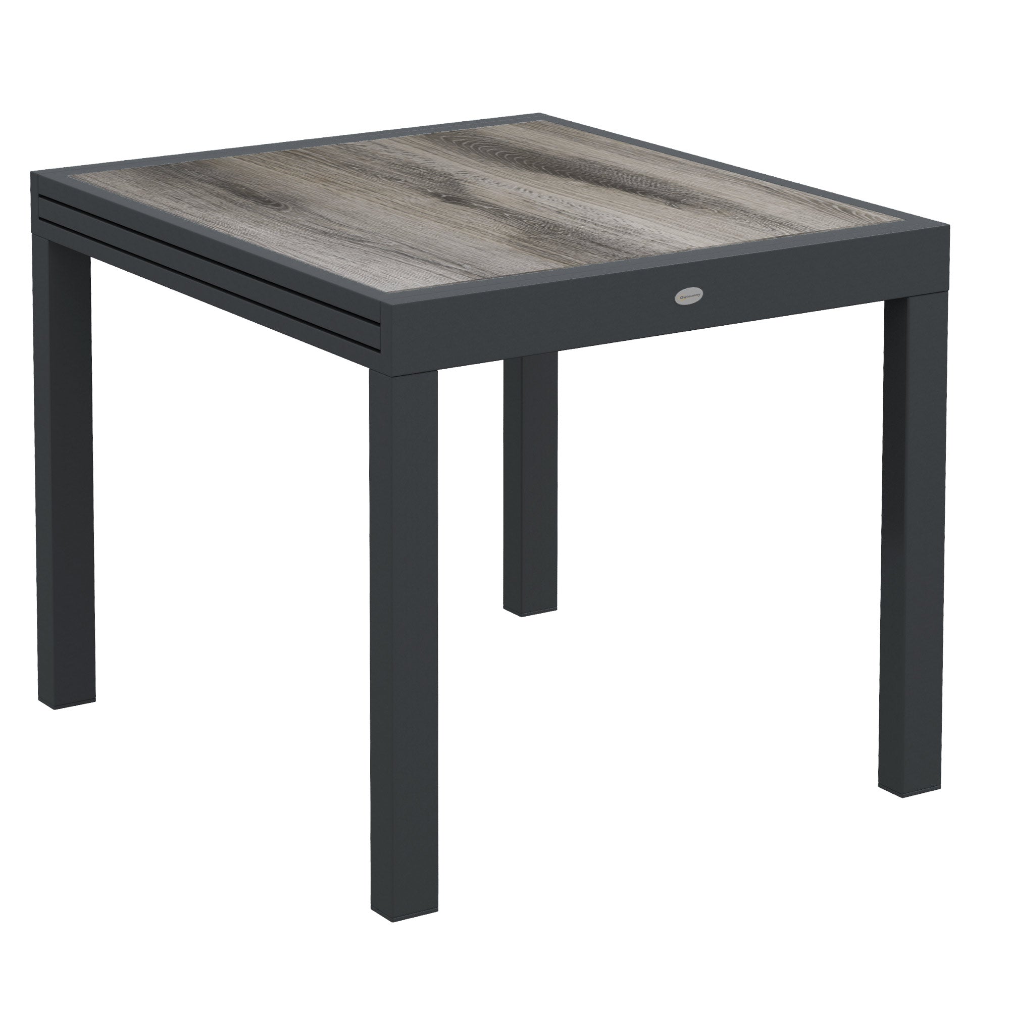 Extending Garden Table, Outdoor Dining Table for 6, Aluminium Frame Rectangular Patio Table with Plastic Board Tabletop,80/160L x 80W x 75H cm, Grey