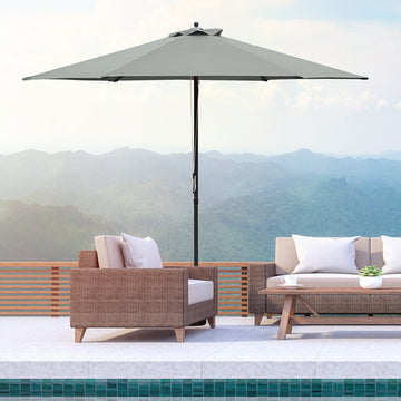 2.8m Garden Parasol Umbrella, Round Outdoor Market Table Umbrella Sun Shade Canopy, Dark Grey