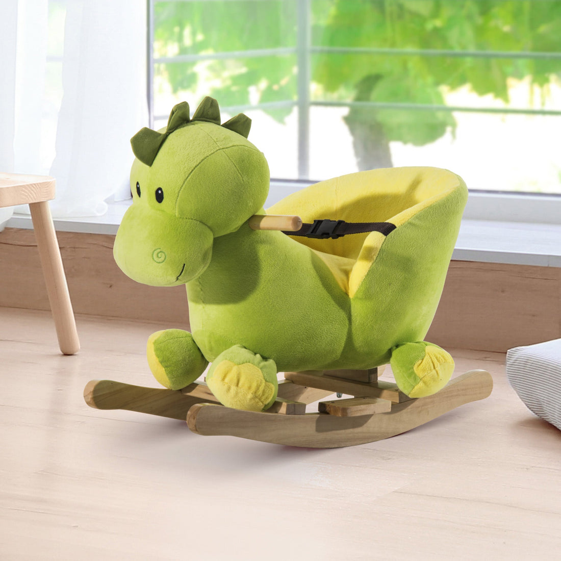 Kids Rocking Horse, Plush Ride-On Dinosaur Seat, with Seat Safety Belt, 32 Songs, Ride-On Horse