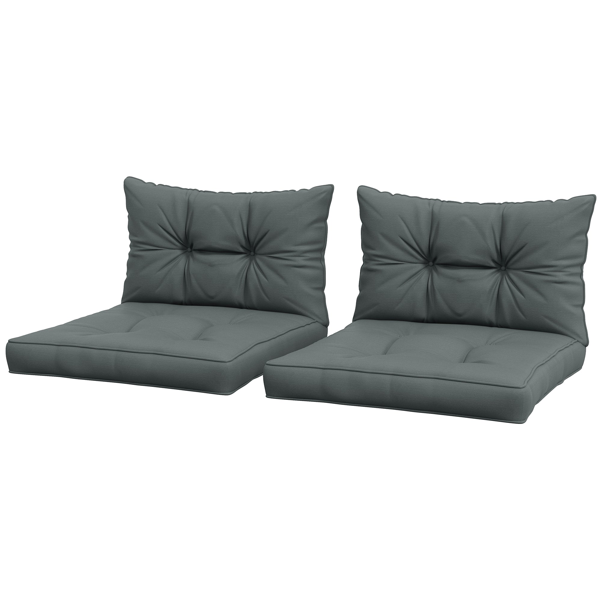 2-Piece Seat Cushions Back Pillows Replacement, Patio Chair Cushions Set for Indoor Outdoor, Light Grey