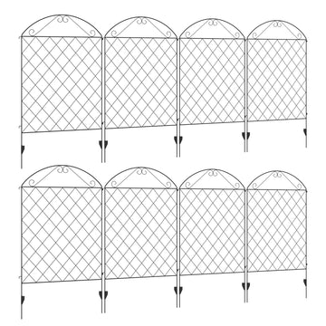 Decorative Garden Fencing, 43in x 23ft Outdoor Picket Fence Panels, 8PCs Rustproof Metal Wire Landscape Flower Bed Border Edging Animal Barrier, Black