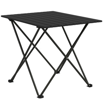 Folding Camping Table, Lightweight Metal Picnic Table with Carry Bag, Foldable Table for Outdoor Camping, Picnic, Hiking, BBQ, Fishing, Black