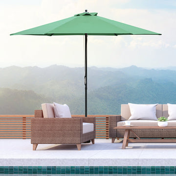 2.8m Garden Parasol Umbrella, Round Outdoor Market Table Umbrella Sun Shade Canopy, Green